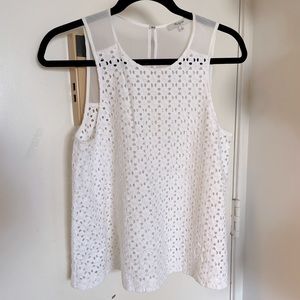 Madewell Embroidered White Tank Overlay size 8